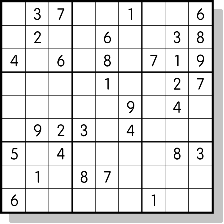 Sudoku level 1 example